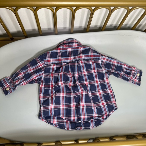 Tommy Hilfiger baby button down Plaid Shirt Red and Blue 100% cotton like new - Picture 3 of 5